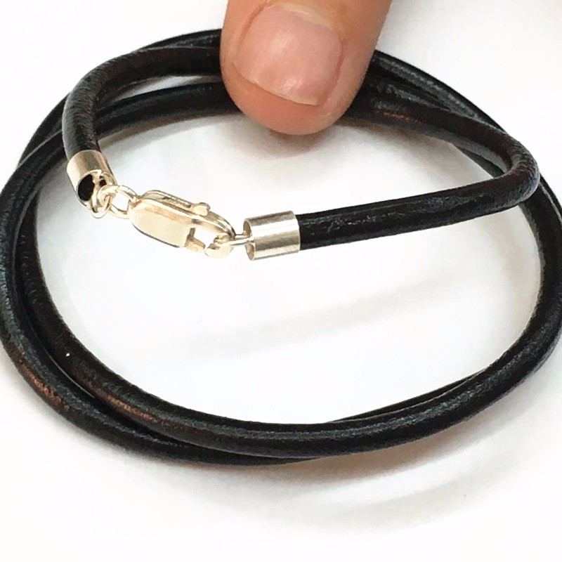 3.0mm black leather cord necklace 4