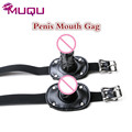 Hot Silicone Penis Glans Mouth Gag Black Small Large Size penis plug Adult Sex Toys For