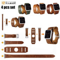 Original ICARER 4 PCS Set Extra Long Genuine Leather Watch Bands Strap For Apple Watch iWatch