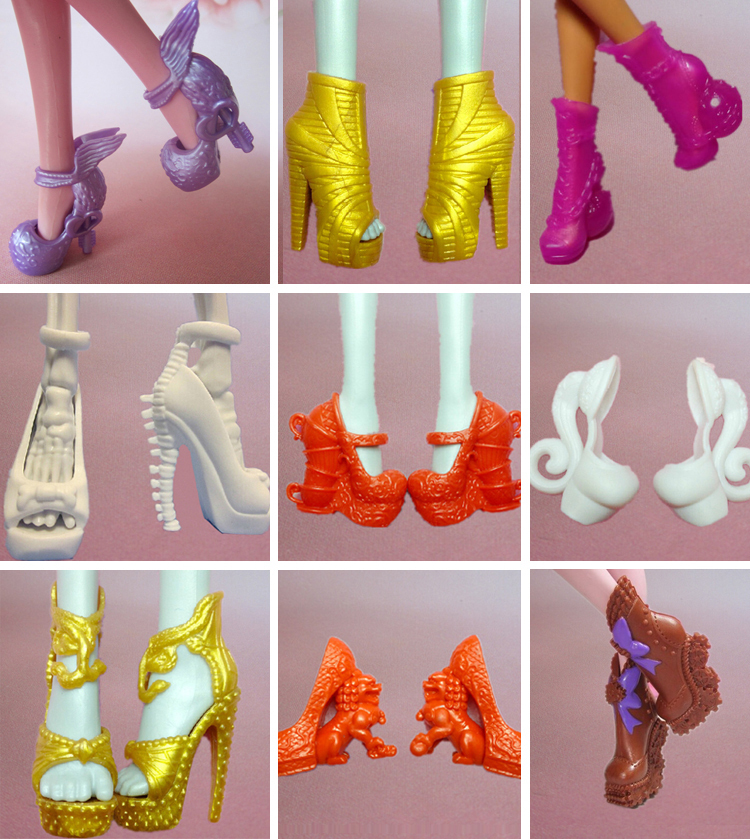 Free Shipping Wholesale Original Monster High Shoes 5Pairs/bag Mixed Styles Doll Shoes For Demon Monster High Doll Accessories