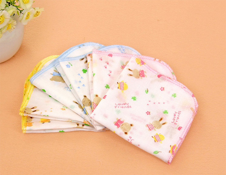 10PCS 100 Cotton Gauze Newborn Baby Infant Cartoon Face Hand Bathing Towel Bibs 31 31cm font