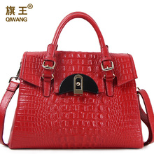 QIWANG GG Brand Women Bag Crocodile Handbags C Lock Closure Tote Purse Crossbody Genuine Leather Bag Crocodile Large