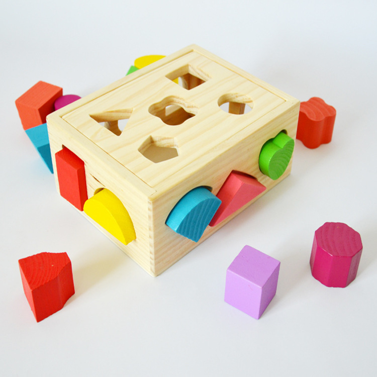 13 holes intelligence educational box Shape three-dimensional matching blocks brick wooden toys for children kid briquedos W008
