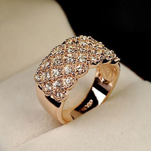 GH604 Free shipping Min.order $10 the noble Zinc Alloy 18K Gold/Platinum Plated crystal rhinestone round rings jewelry for women