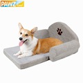 Freeshipping Dog Bed Pet Soft Cushion Kennel Cute Paw Design Pet Sofa Gray Color Dog Sofa