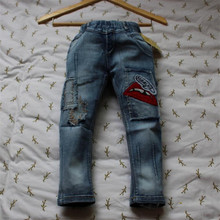 High quality of the spring and autumn of 2016 male girl child trousers children jeans joker jeans