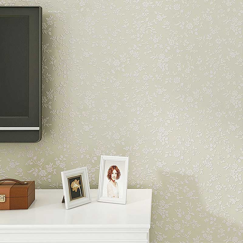 3D embossed solid pastoral small floral non-woven wallpaper warm living room bedroom sofa TV background wallpaper