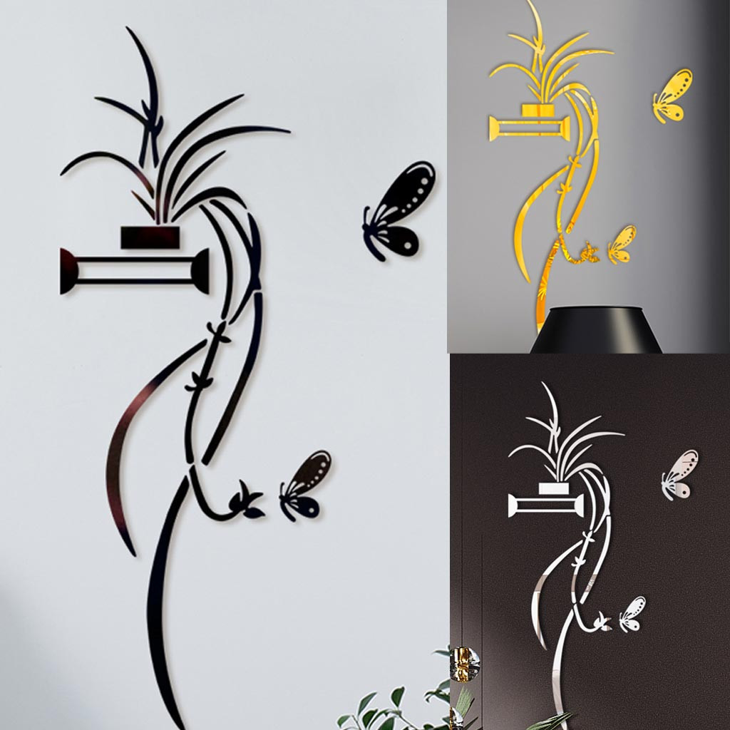 3D Diy Gold Flower Shape Acrylic Wall Sticker Modern Stickers Decoration