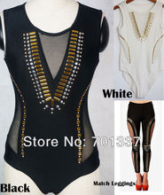 2 Colors Ladies Sexy Lingerie Punk Overall Catsuit Teddie Dress Club Dance Wear 7618