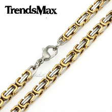 Customized 5 8mm Mens Chain BOYS Necklace Stainless Steel Necklace Box Black Silver Gold Tone Fashion