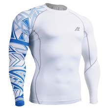 Mens Long Sleeves Top Jersey Compression Tight Skin Shirts Fitness Running GYM MMA One Side Prints Base Layer Outdoor Sportswear