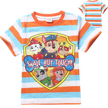Free shipping 2015 new cartoon dog patrol pattern cotton T shirt boys sports summer style children