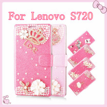 For Lenovo S720 Case,For Lenovo S720 Bling Wallet Leather ultra-thin Cell Phones Case cover+ Screen Film + Stylus