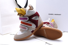 Colorful Tongue Women Multi Isabel Marant Wedge Boots Height Increasing 7cm Sneakers