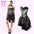 2016 new Black button Corset Phoenix Vintage Print Push Up Sexy Bustier Gothic Dress Steampunk Costumes