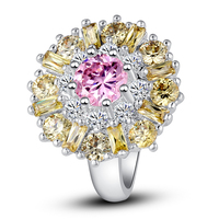 New Fashion Exalted Flower Pink Topaz & Citrine 925 Silver Ring Size 7 8 9 10 11 12 Nobby Jewelry Gift For Women Wholesale