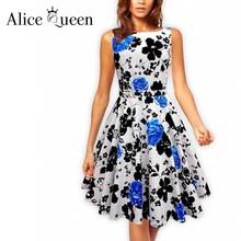 ALICE QUEEN Vintage Women Summer Dress Linen Audrey Hepburn Robe Blanche Vestidos Polka Rockabilly Plus Big Size Dashiki Dress