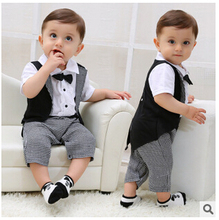 2015 new boy suit dovetail modeling Romper baby gentleman Romper infant leotard