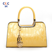 Yellow Women Bag PU Leather 2016 Green Sequined Satchels Large Casual Tote Gold Burgundy Handbag Ladies Business Elegant Sac Tas