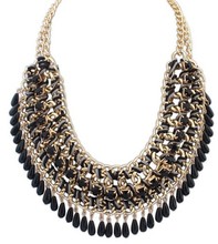 Bohemia Jewelry Necklace 2015 New Fashion Rhinestone Chain Collar Gold Necklace & Pendant Tassel Statement Necklace Women