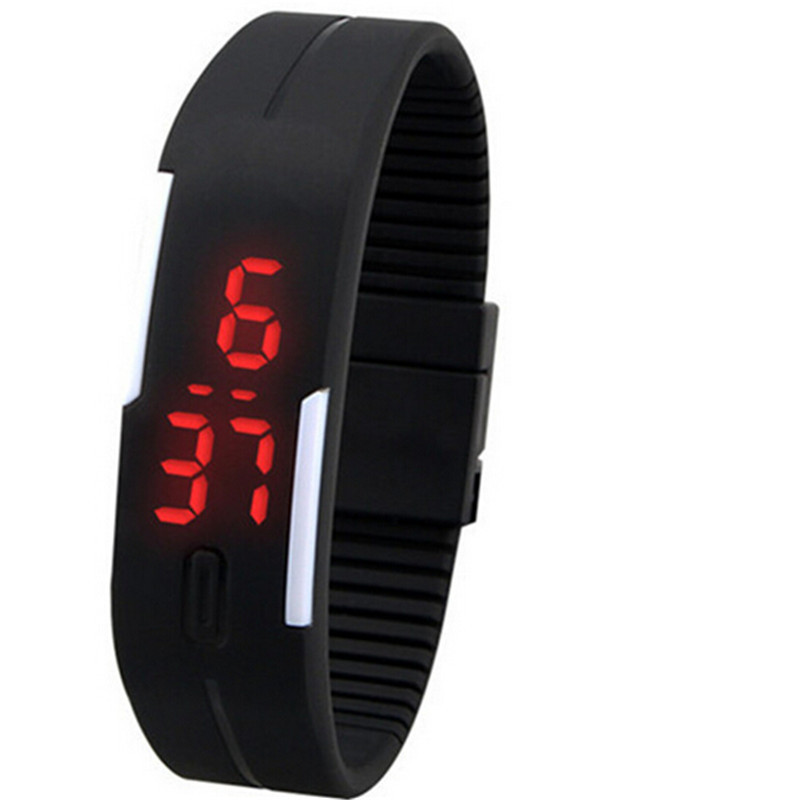 Hot New Waterproof The keys Touch square dial Digital Jelly Silicone Bracelet LED Sports Wrist Watch