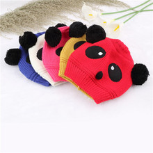 1pc Winter Colorful Panda Hat Knit Warm Crochet Cap for Baby Girl Boy Kids Newest