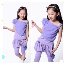 New 2016 Girls Children Clothing Sets Tops + Breeches 2 PCS Set Casual Sport Kids Wear Suit The Princess Wind free shipping