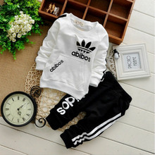 2015 New Spring Baby Clothing Sets 2PC suits Round-neck Baby Shirt+Pants 100% Cotton Baby boys girls Tracksuits Free shipping