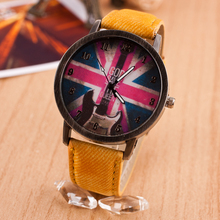 Fashion items Casual watches Men women quartz watches with flag partten Electronic 2014 new Vintage Style wristwatch clock hours
