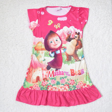 Hot Sale Children Nightgown Girl Pijamas Kids Print Cartoon Nightdress Girls Polyester Kids Sleepwear 3Colors One Piece Retail