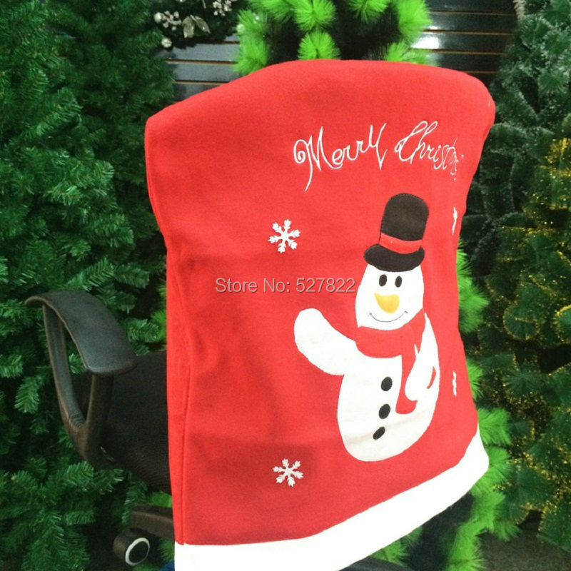 New Fashion Santa Clause Snowman Red Hat Chair Back Cover Christmas Dinner Table Party Decor For Christmas