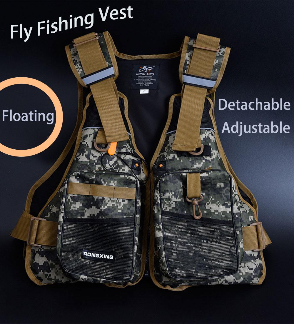 Outdoor Detachable Life Vest Camouflage Buoyancy Vest Lure Fishing Fly Fishing Vest Fishing