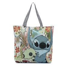 Fashion 3D Printing Cartoon Stitch Canvas Tote Bag Flowers Women Handbag Shoulder Bags Women Shopping Bags Beach Bag