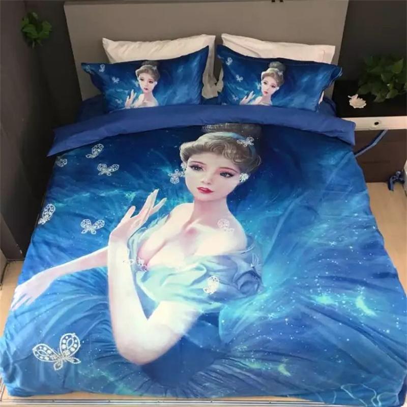 Beautiful Princess Teen Girls Cinderella 3d Bedding Sets Queen
