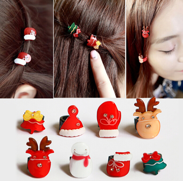 Personalizado creativo adornos navidad, diseño romántico 8 unids navidad accesorios para el cabello, Kawaii