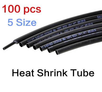 Shrinking 100pcs Set Sizes Polyolefin H type Black shrinkable PVC heat shrink tube heatshrink wrapping spiral