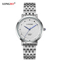LONGBO Luxury Lovers Couple Watches Men Date Day Waterproof Women Gold Stainless Steel Quartz Wristwatch Montre