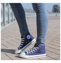 2015 spring and autumn flat bottom shoes lovers high help canvas shoes breathable casual shoes factory