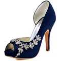 HP1560IAC Purple Women Shoes Bride Bridesmaids Peep Toe Crystal Heel Prom Pumps D orsay Lady Satin