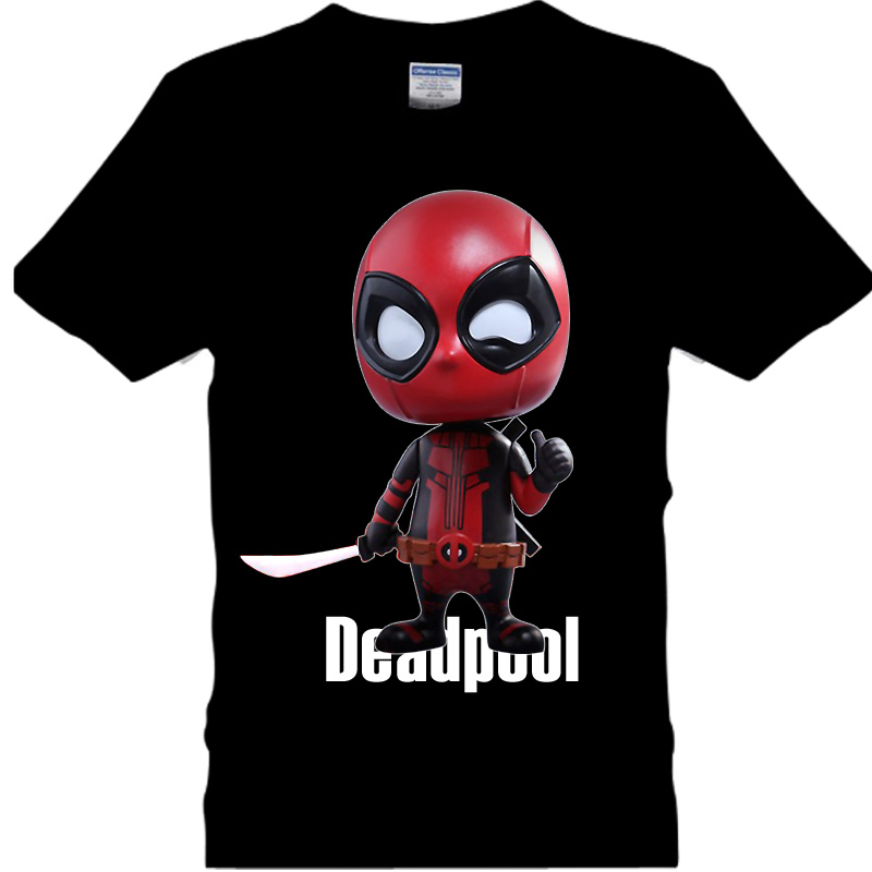 2016 NEW Marvel Animation Characters deadpool movie Q T Shirt Cotton casual lovers O neck t