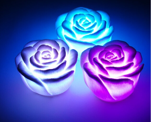 Colorful roses light a night light LED Novelty Lamp Night Light Colorful Changing Colors ...