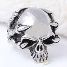 fine jewelry 316L Stainless Steel Men s Skull Rings Punk Vintage Party Skeleton Jewelry Wholesale Lot