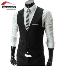 2015 New Arrival Men Suit Dress Vests Men’s Fitted Leisure Waistcoat Casual Business Jacket Tops Three Buttons free shipping
