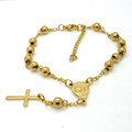 Gold Silver Top Quality Women Accessories Stainless Steel Bead Bracelet With Cross Pendant Pulseiras Pulseras Rosary