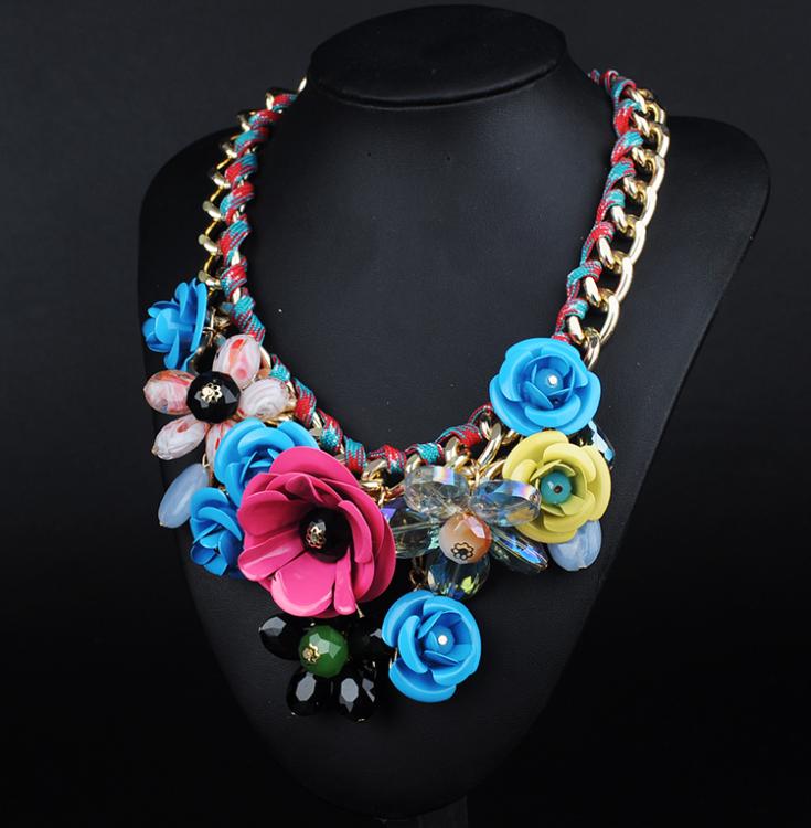 N00143 2016 new Wholesale 12 pcs Gorgeous Necklace Pendants Unique Fashion Rose Flower Alloy Choker Statement