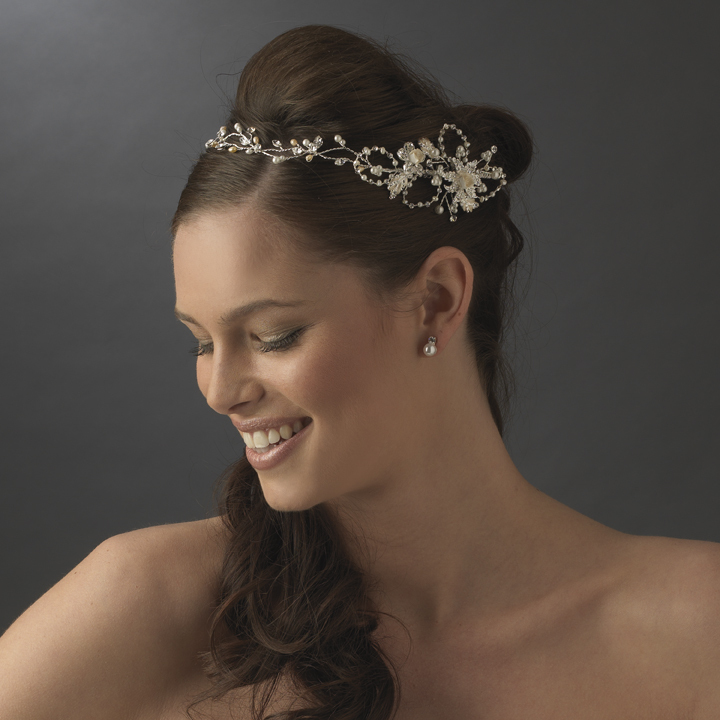 Elegant Crystal & Pearl Vintage Hair Vine Bridal Headpiece with Side Accents Wedding Hair accessories Headband Hair Comb
