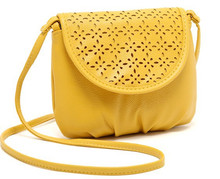 Summer Lemon yellow hollow-out lady small bag for Cell phone wallet bag handbag shoulder messenger bag