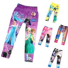 5-10 Y Girls Anna Cartoon Print Leggings Pantyhose Underpants Kids Girl Pants Printing Flower Elsa Kristoff Olaf legging
