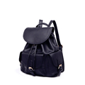 Black Daypack Practical Bckpack Belt Buckle Pockets Drawstring Bag Women Solid Color Fashion Casual Schoolbag Packsack