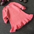 new 2015 autumn winter Wave point pearl girls sweater dress cute warm infantil girl princess dress